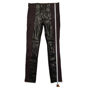 Zara leggings skinny stretchy pants, faux leather in front, size M, Black